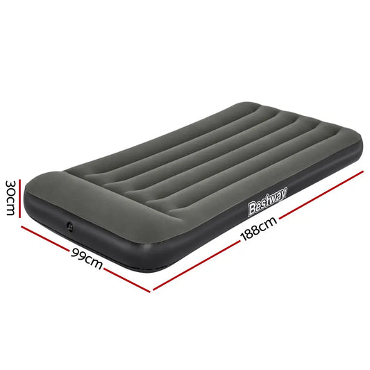 Bestway Air Mattress Single Bed Inflatable Flocked Camping Beds 30CM Summer Shield