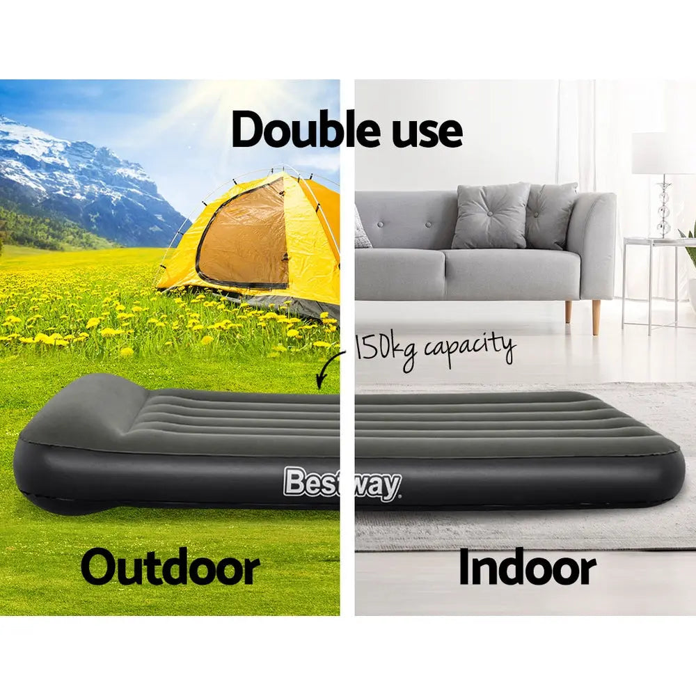 Bestway Air Mattress Single Bed Inflatable Flocked Camping Beds 30CM Summer Shield