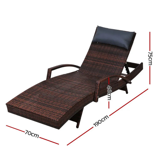 Gardeon Outdoor Sun Lounge Furniture Day Bed Wicker Pillow Sofa Set Summer Shield