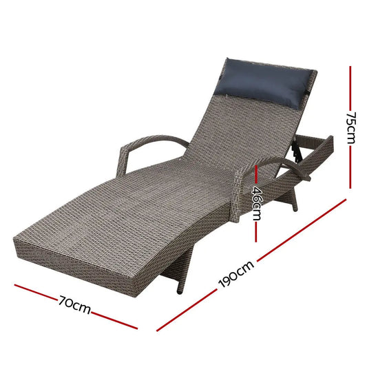 Gardeon Outdoor Sun Lounge Furniture Day Bed Wicker Pillow Sofa Set Summer Shield