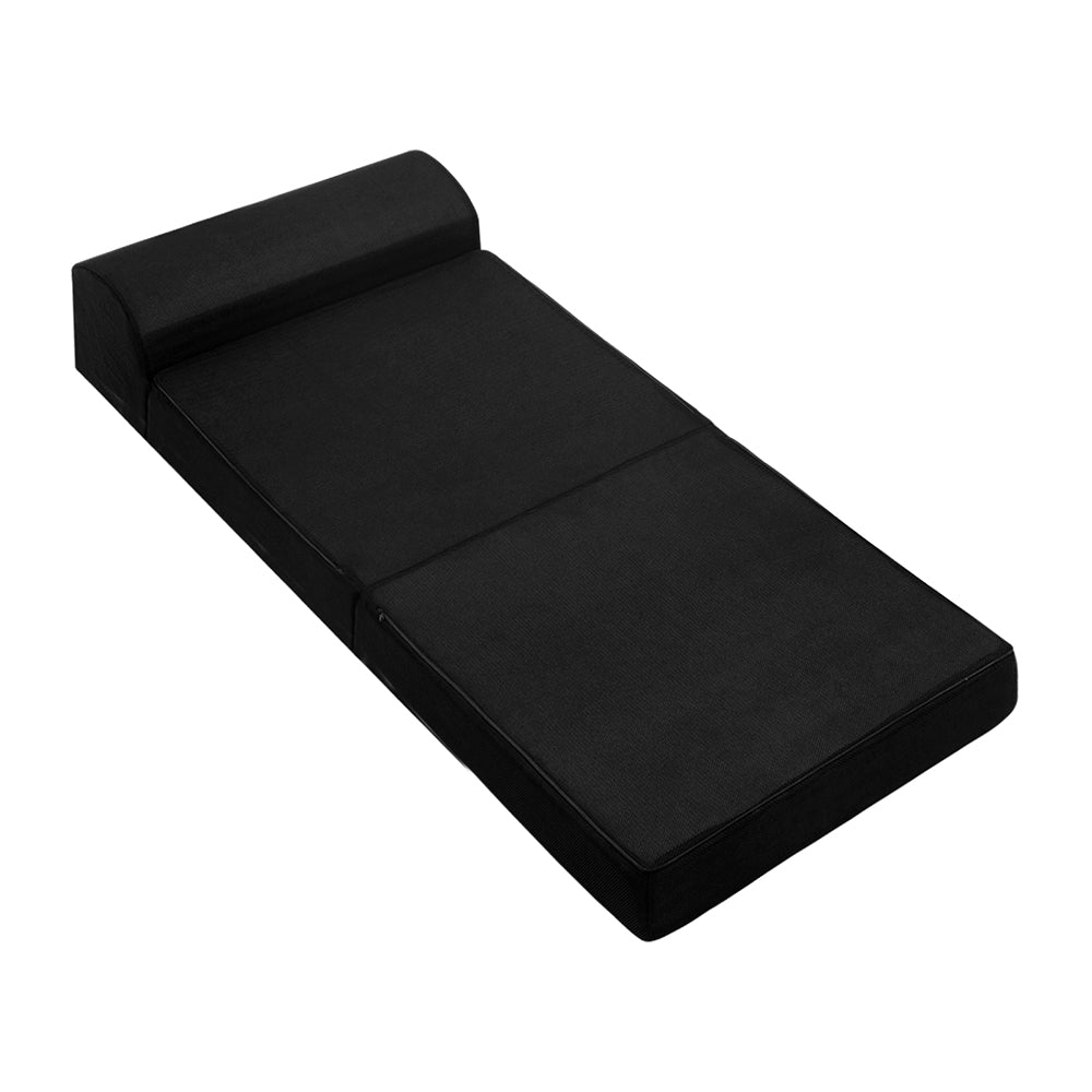 Giselle Bedding Folding Foam Mattress Portable Single Sofa Bed Mat Air Mesh Fabric Black