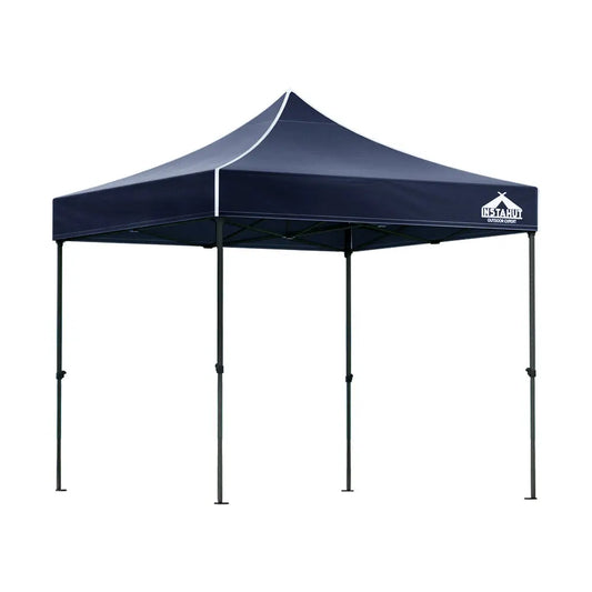 Instahut Gazebo Pop Up 3x3m w/Base Podx4 Marquee Folding Outdoor Wedding Camping Tent Shade Canopy Navy Summer Shield