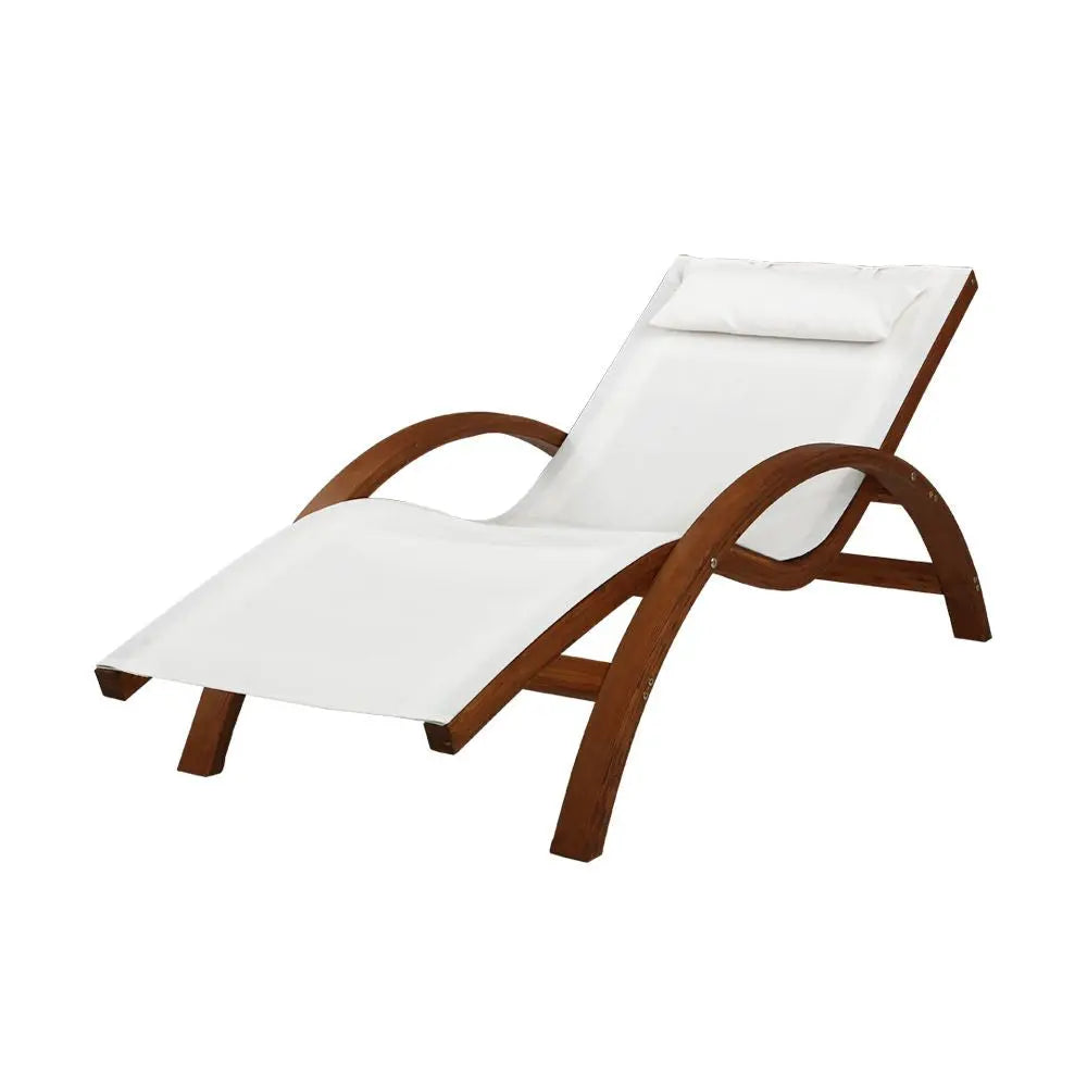 Gardeon Wooden Sun Lounge Lounge Day Bed Outdoor Furniture Timber Lounger Patio Summer Shield