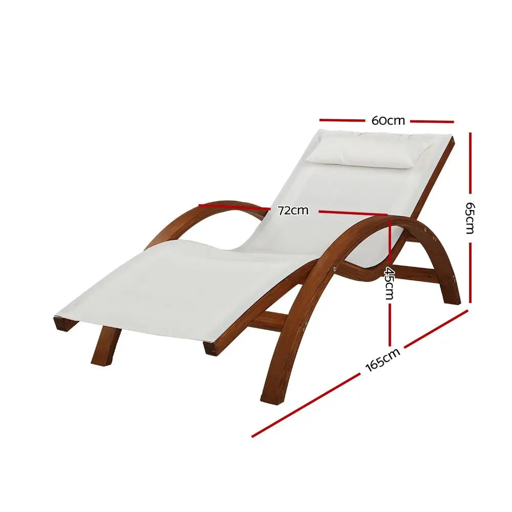 Gardeon Wooden Sun Lounge Lounge Day Bed Outdoor Furniture Timber Lounger Patio Summer Shield