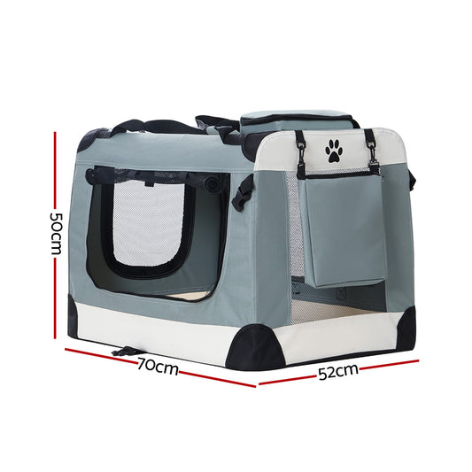 i.Pet Pet Carrier Soft Crate Dog Cat Travel 70x52CM Portable Foldable Car Large