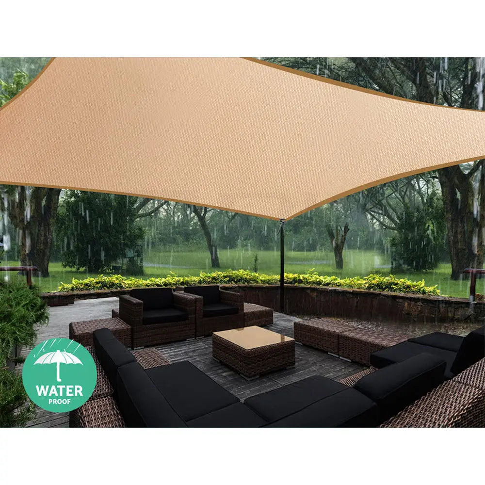 Instahut 3 x 4m Waterproof Rectangle Shade Sail Cloth - Sand Beige Summer Shield