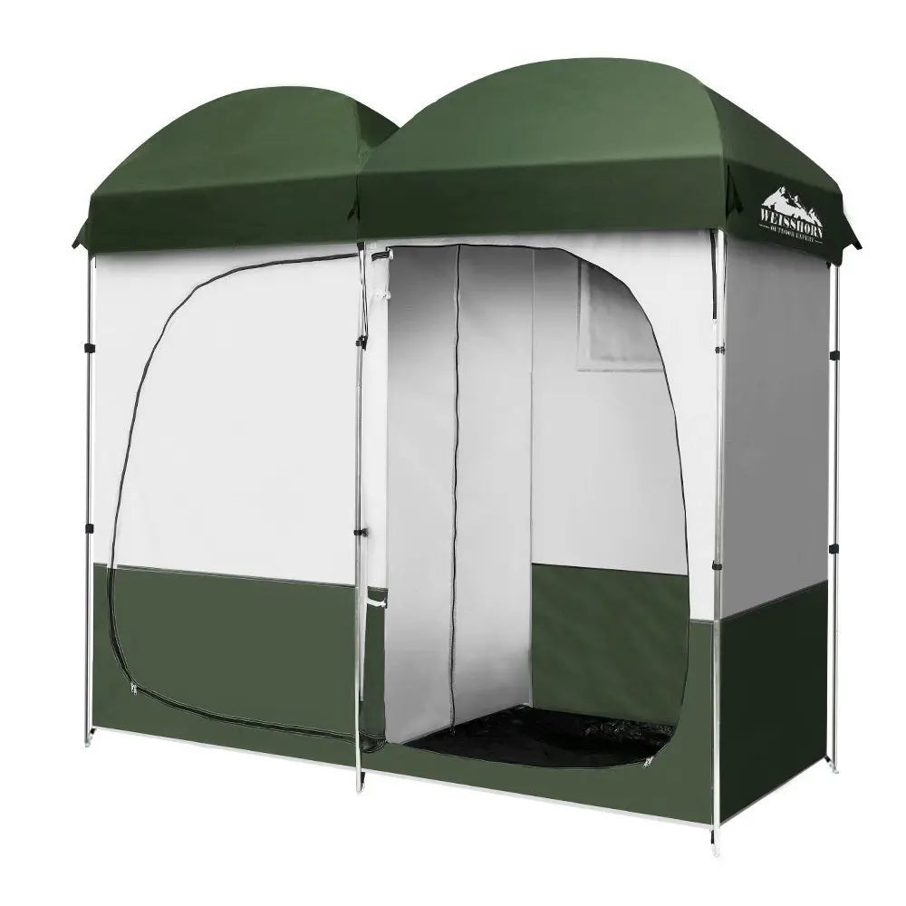 Weisshorn Double Camping Shower Toilet Tent Outdoor Portable Change Room Green Summer Shield