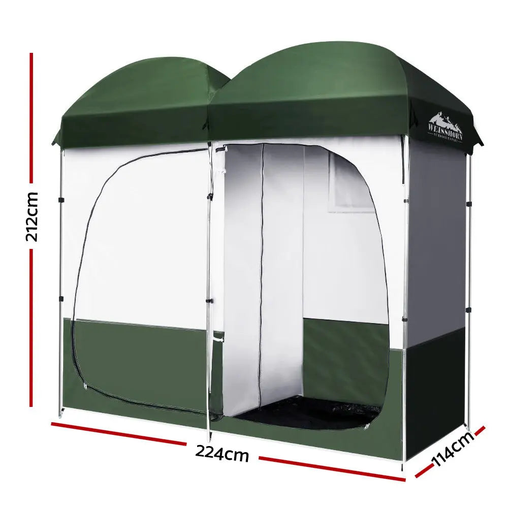 Weisshorn Double Camping Shower Toilet Tent Outdoor Portable Change Room Green Summer Shield