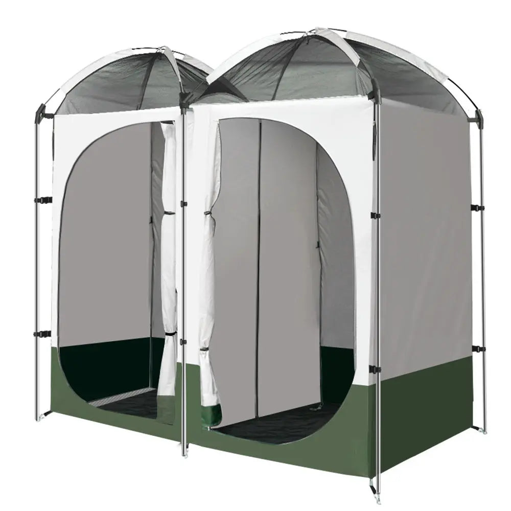 Weisshorn Double Camping Shower Toilet Tent Outdoor Portable Change Room Green Summer Shield