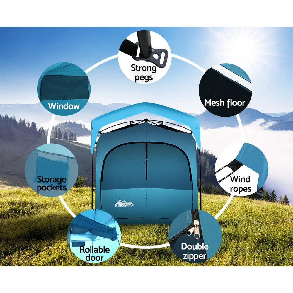 Weisshorn Pop Up Camping Shower Tent Portable Toilet Outdoor Change Room Blue Summer Shield