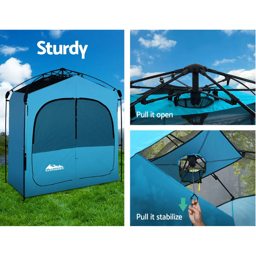 Weisshorn Pop Up Camping Shower Tent Portable Toilet Outdoor Change Room Blue Summer Shield