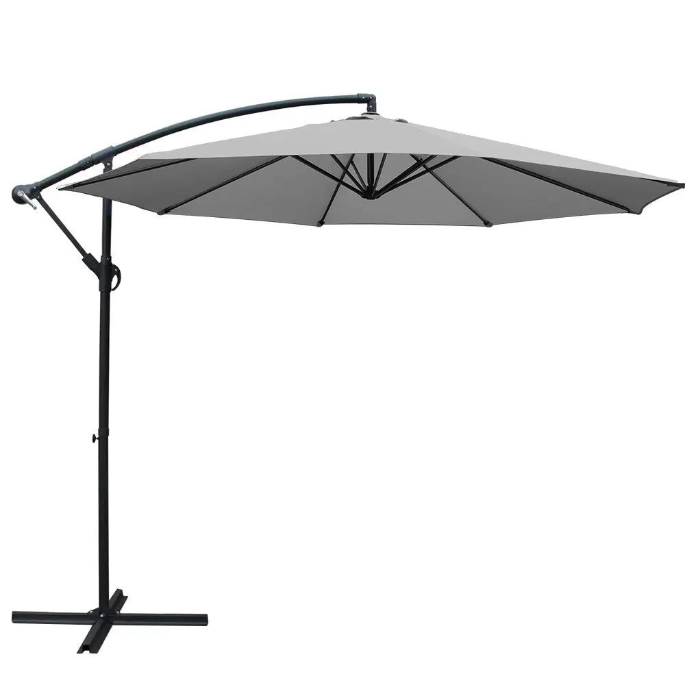 Instahut Outdoor Umbrella 3M Cantilever Beach Garden Grey Summer Shield