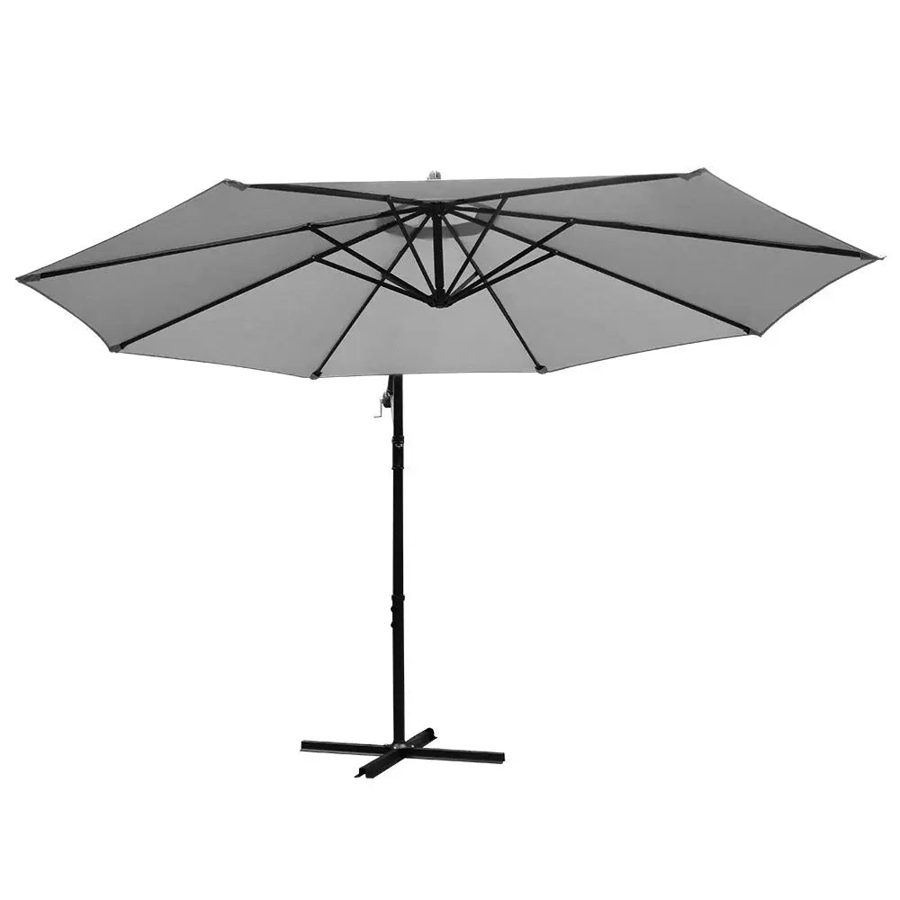 Instahut Outdoor Umbrella 3M Cantilever Beach Garden Grey Summer Shield