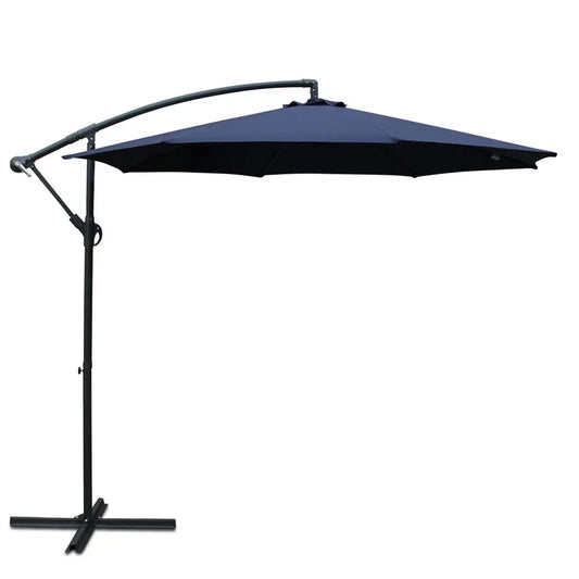 Instahut 3M Cantilevered Outdoor Umbrella - Navy Summer Shield