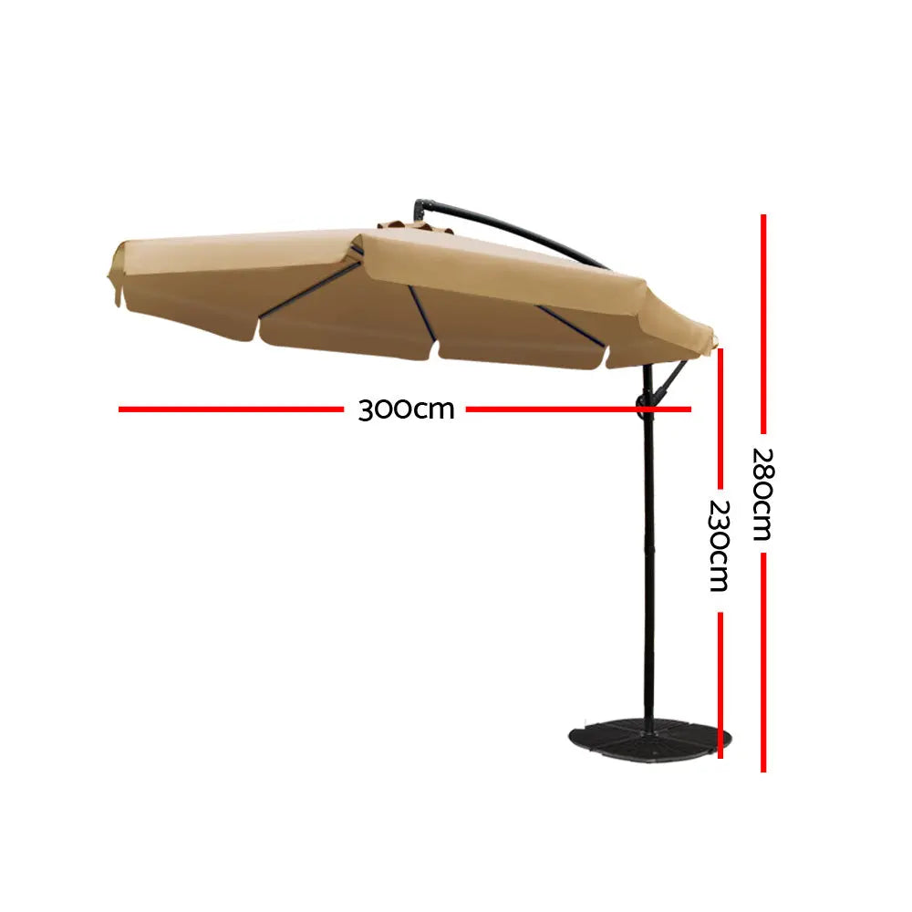 Instahut 3M Outdoor Umbrella - Beige Summer Shield