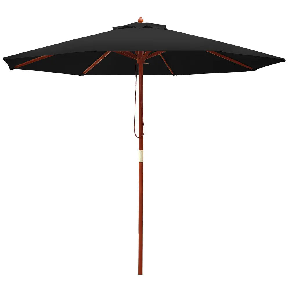 Instahut Outdoor Umbrella 2.7M Pole Cantilever Stand Garden Umbrellas Patio Black Summer Shield