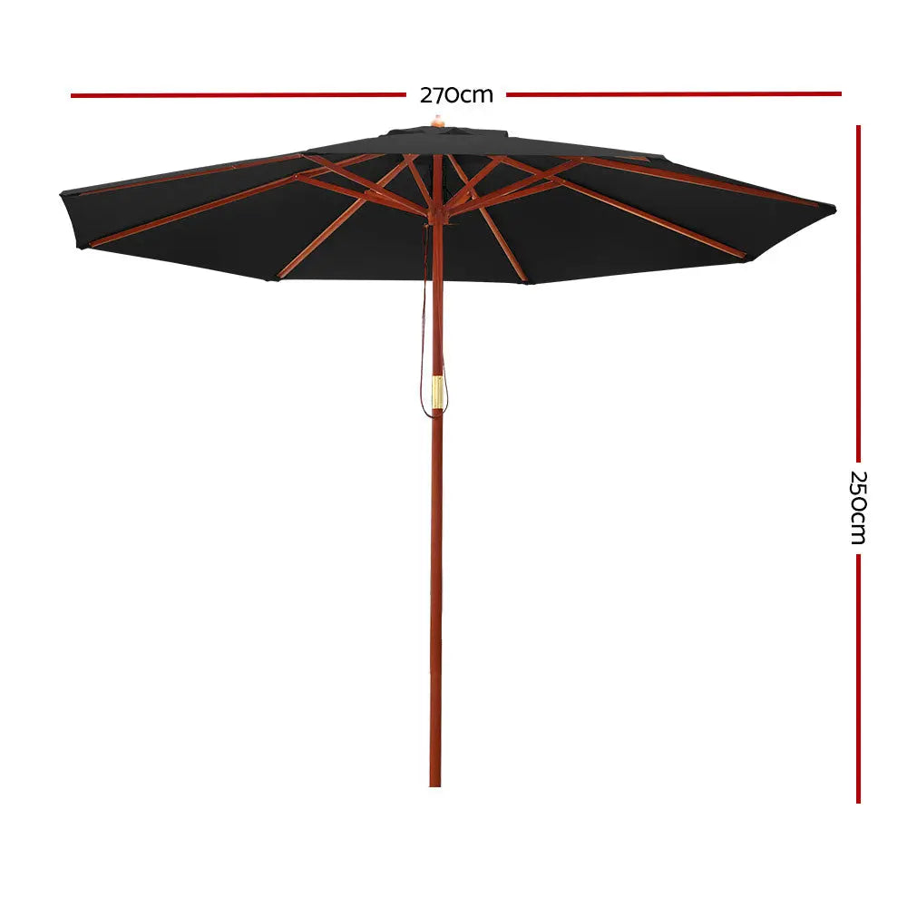 Instahut Outdoor Umbrella 2.7M Pole Cantilever Stand Garden Umbrellas Patio Black Summer Shield