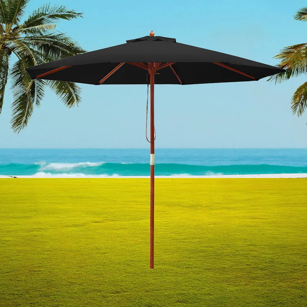 Instahut Outdoor Umbrella 2.7M Pole Cantilever Stand Garden Umbrellas Patio Black Summer Shield