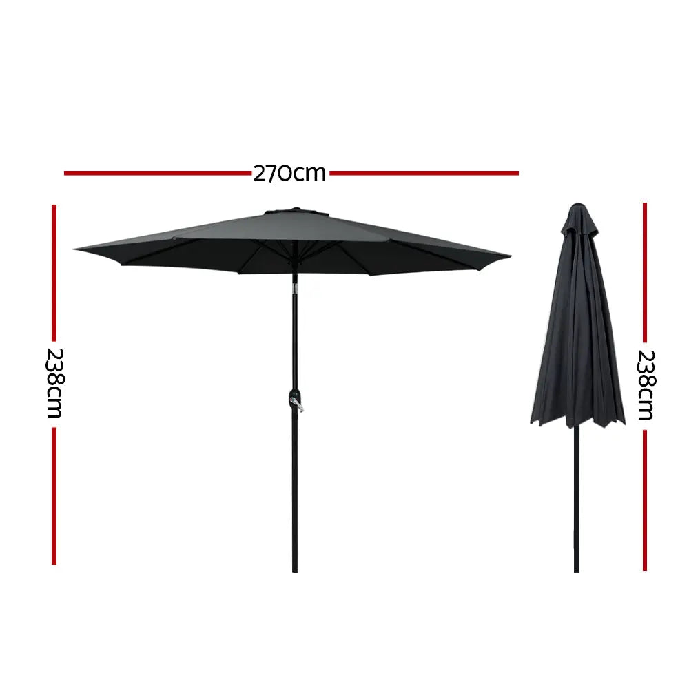 Instahut Outdoor Umbrella Umbrellas Beach Garden Tilt Sun Patio Deck Pole 2.7m Summer Shield