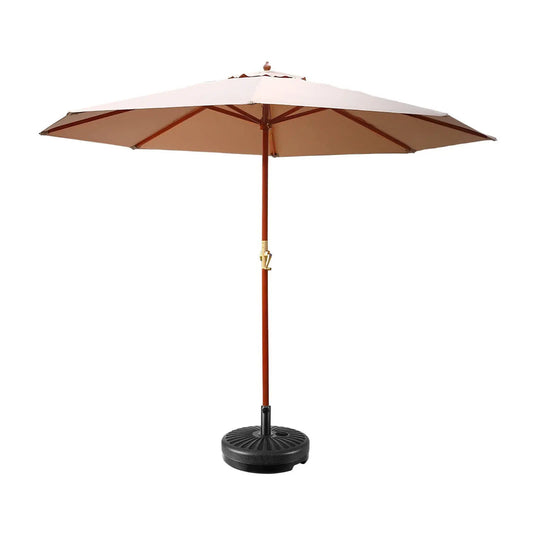 Instahut Outdoor Umbrella Pole Umbrellas 3M with Base Garden Stand Deck Beige Summer Shield