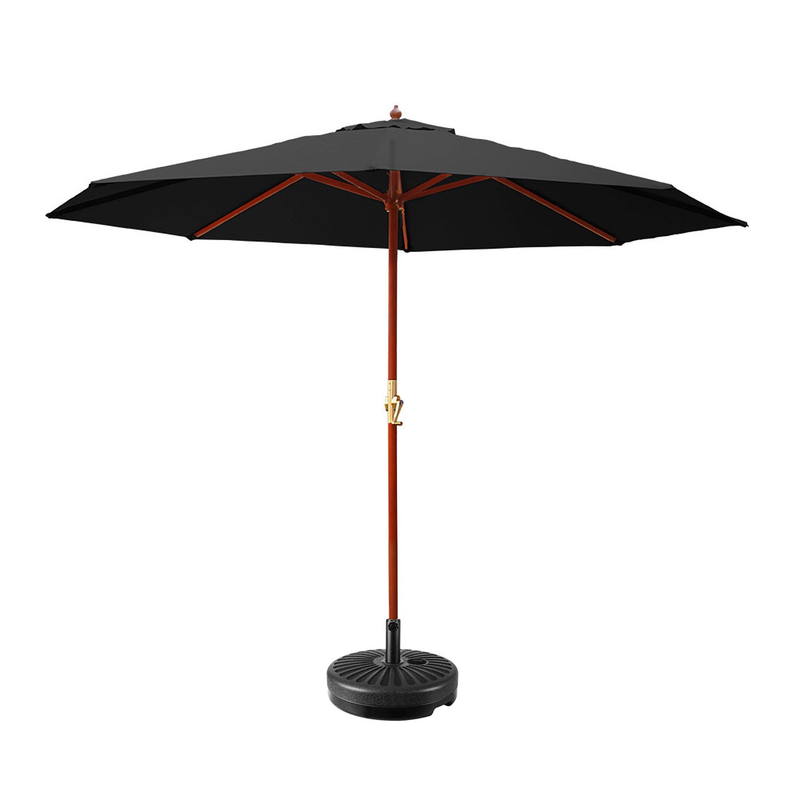 Instahut Outdoor Umbrella 3M with Base Pole Umbrellas Garden Stand Deck Black