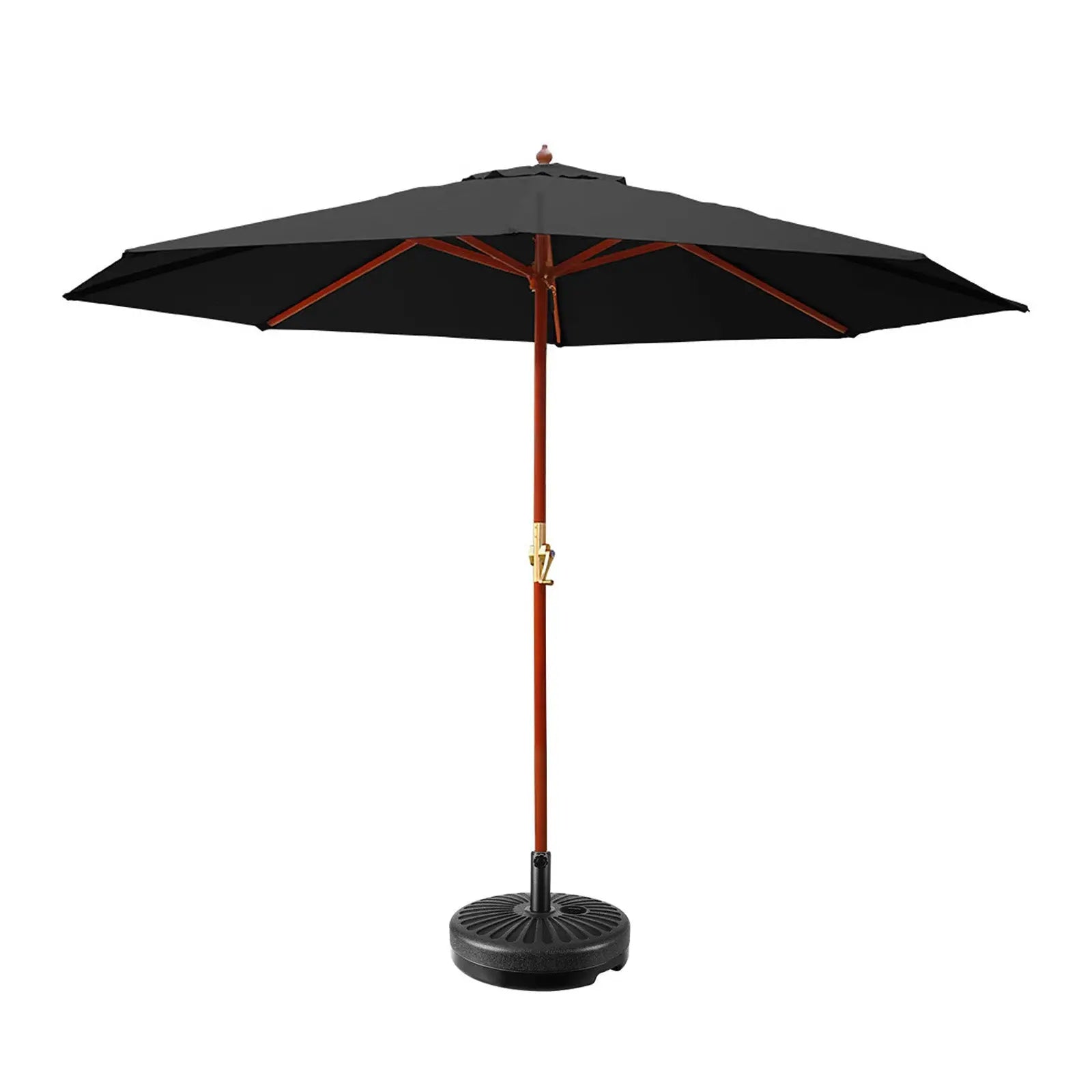 Instahut Outdoor Umbrella 3M with Base Pole Umbrellas Garden Stand Deck Black Summer Shield