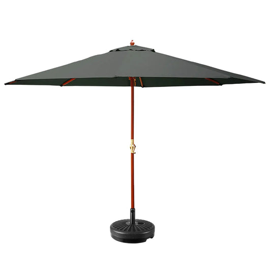 Instahut Outdoor Umbrella Pole Umbrellas 3M W/ Base Garden Stand Deck Charcoal Summer Shield