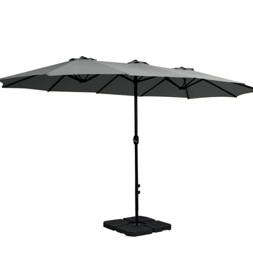 Instahut Outdoor Umbrella Beach Twin Base Stand Garden Sun Shade Charcoal 4.57m