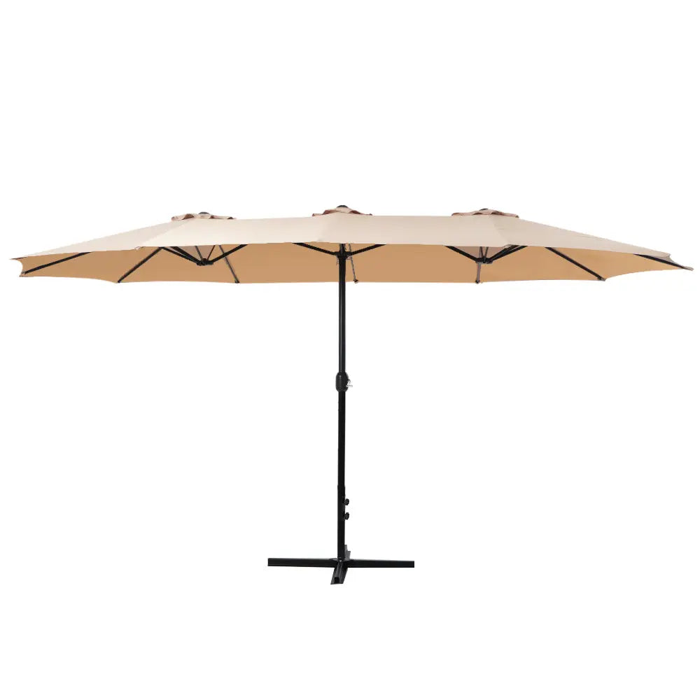 Instahut Outdoor Umbrella Twin Umbrella Beach Stand Base Garden Sun Shade 4.57m Summer Shield