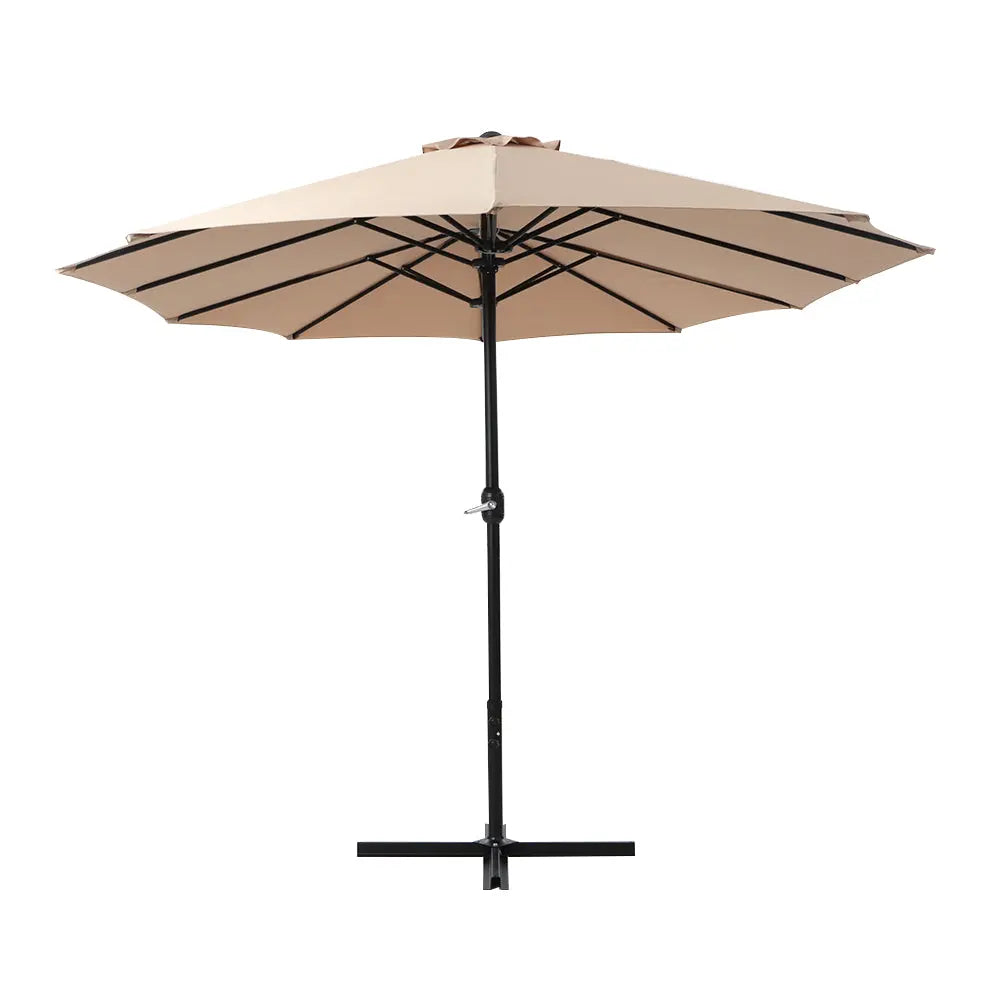 Instahut Outdoor Umbrella Twin Umbrella Beach Stand Base Garden Sun Shade 4.57m Summer Shield