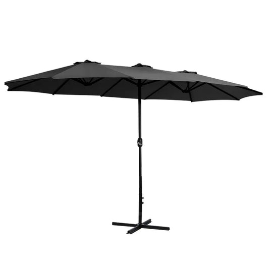 Instahut Outdoor Umbrella Twin Umbrellas Beach Garden Stand Base Sun Shade 4.57m Summer Shield