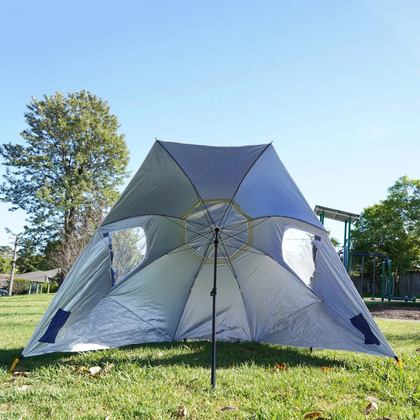 Havana Outdoors Beach Umbrella 2.4M Outdoor Garden Beach Portable Shade Shelter - Blue Summer Shield