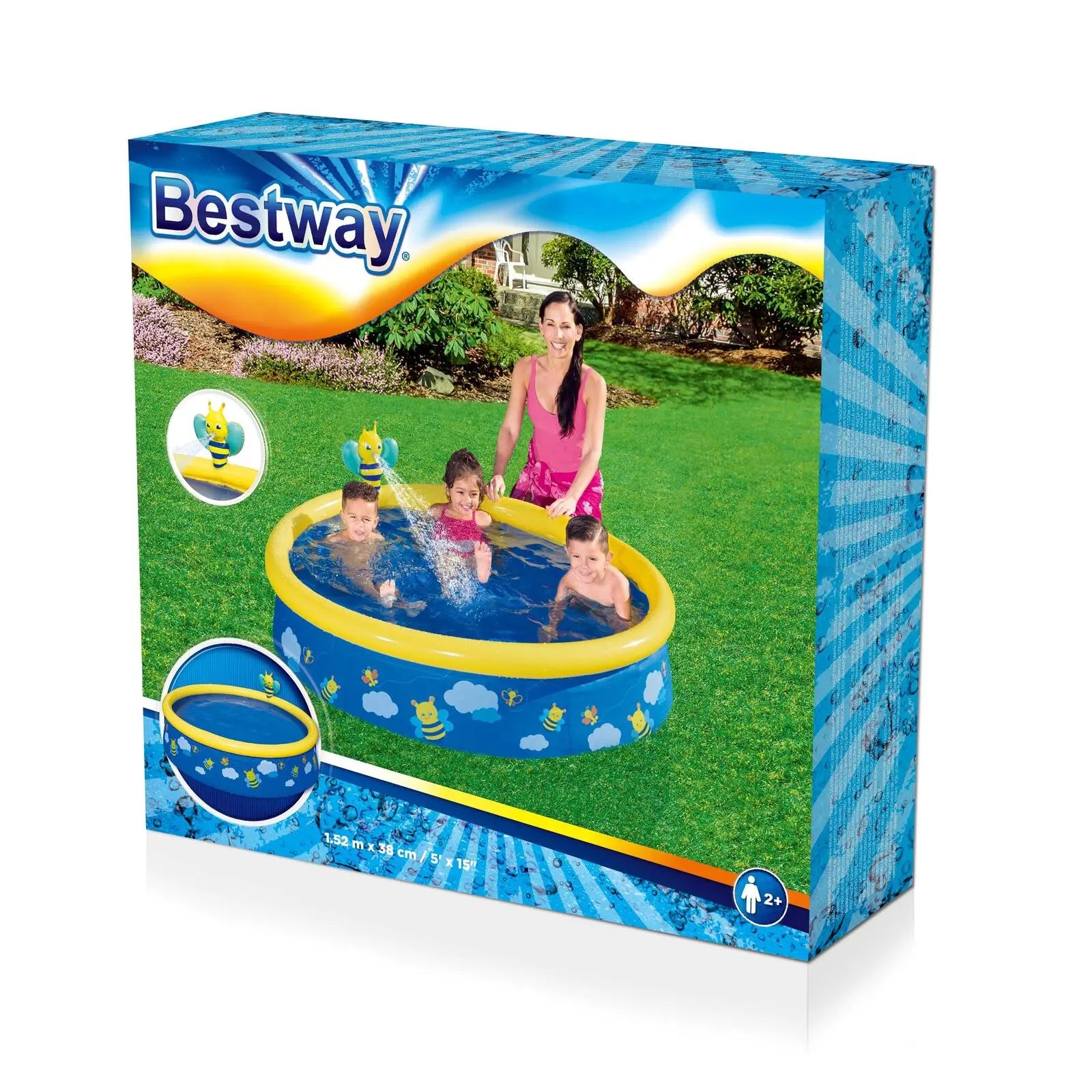 Bestway H2OGO My First Fast Set Spray Pool for Kids Summer Shield