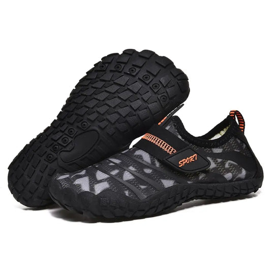 Kids Water Shoes Barefoot Quick Dry Aqua Sports Shoes Boys Girls (Pattern Printed) - Black Size Bigkid US2=EU32 Summer Shield