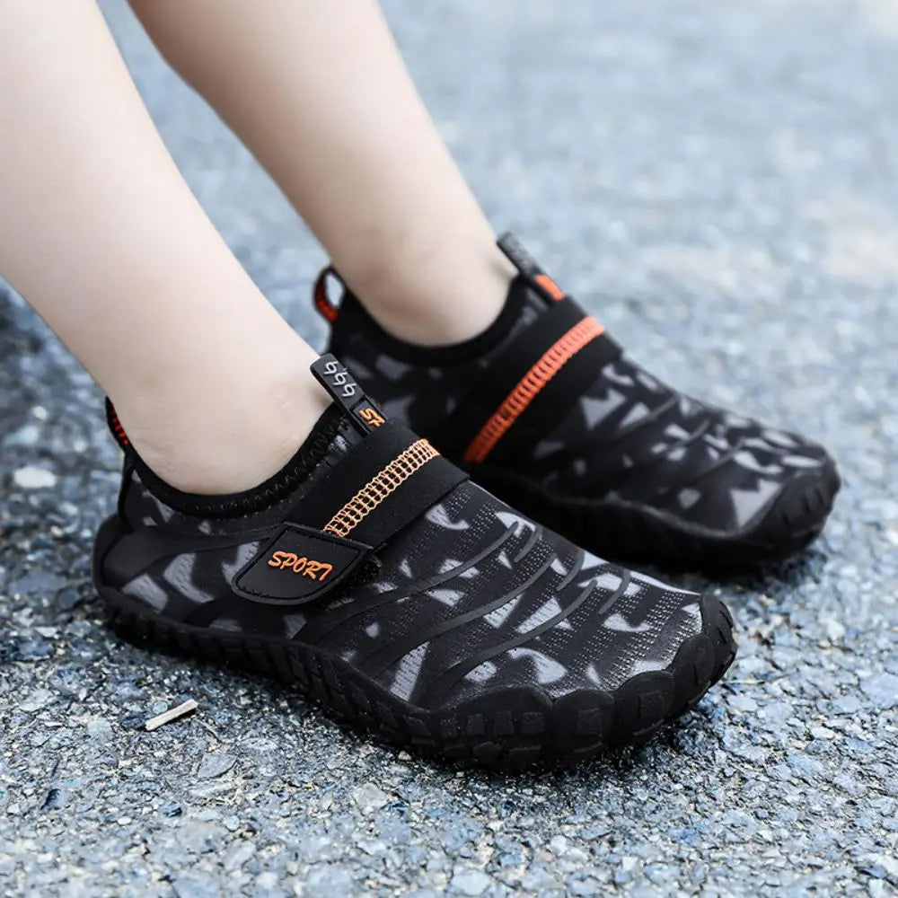 Kids Water Shoes Barefoot Quick Dry Aqua Sports Shoes Boys Girls (Pattern Printed) - Black Size Bigkid US2=EU32 Summer Shield