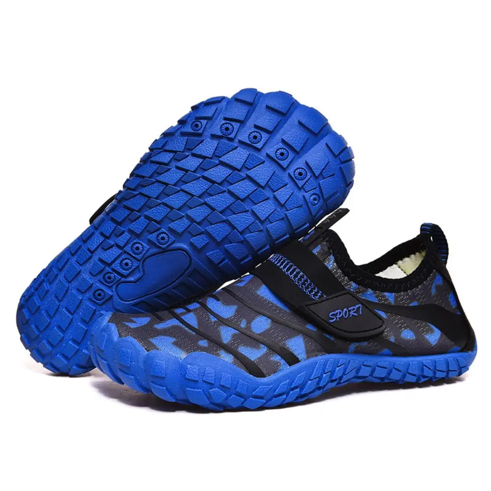 Kids Water Shoes Barefoot Quick Dry Aqua Sports Shoes Boys Girls (Pattern Printed) - Blue Size Bigkid US2=EU32 Summer Shield