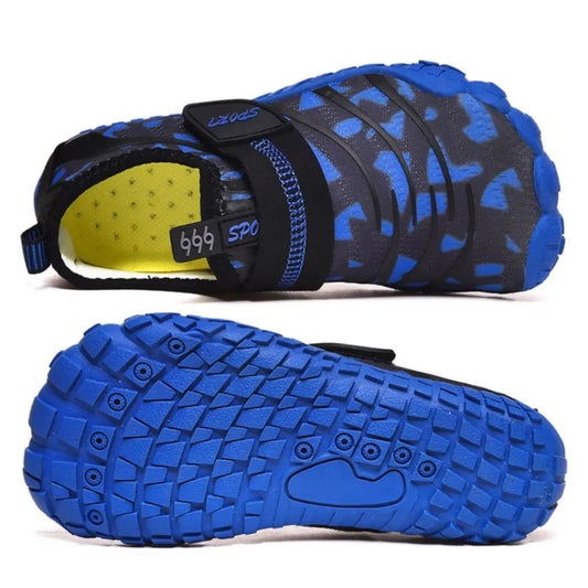 Kids Water Shoes Barefoot Quick Dry Aqua Sports Shoes Boys Girls (Pattern Printed) - Blue Size Bigkid US2=EU32 Summer Shield