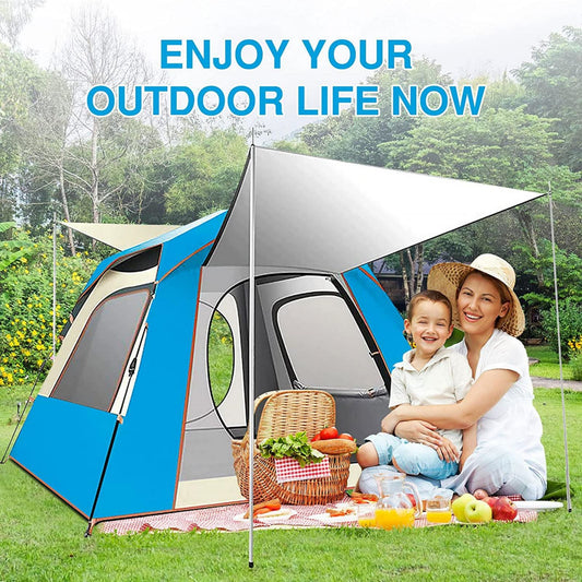 Instant Pop Up Tent For Hiking 2/3/4 Person Camping Tents, Waterproof Windproof Family Tent With Top Rainfly, Easy Set Up, Portable With Carry Bag, With UV Protection  / BLUE