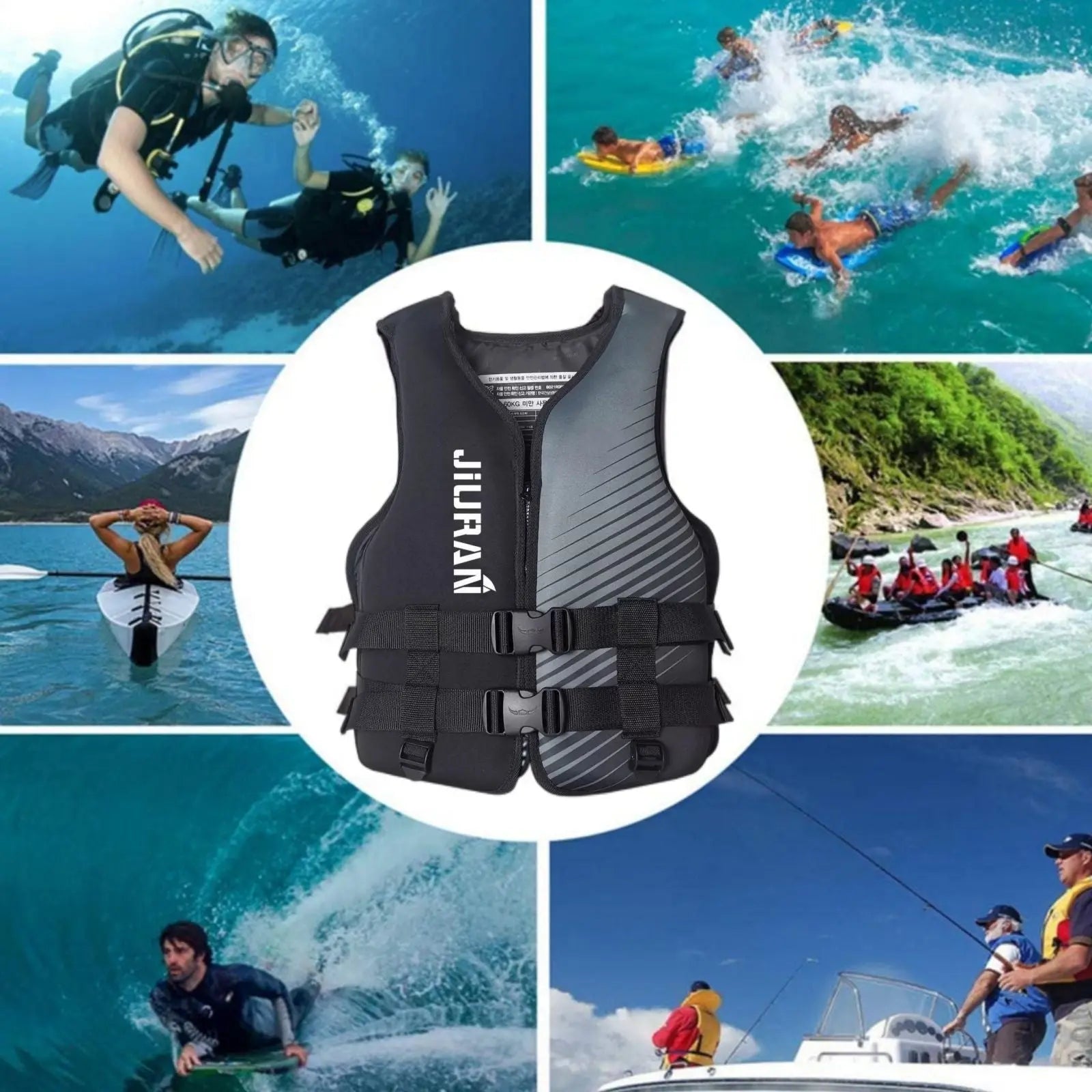 Life Jacket for Unisex Adjustable Safety Breathable Life Vest for Men Women(Blue-L) Summer Shield