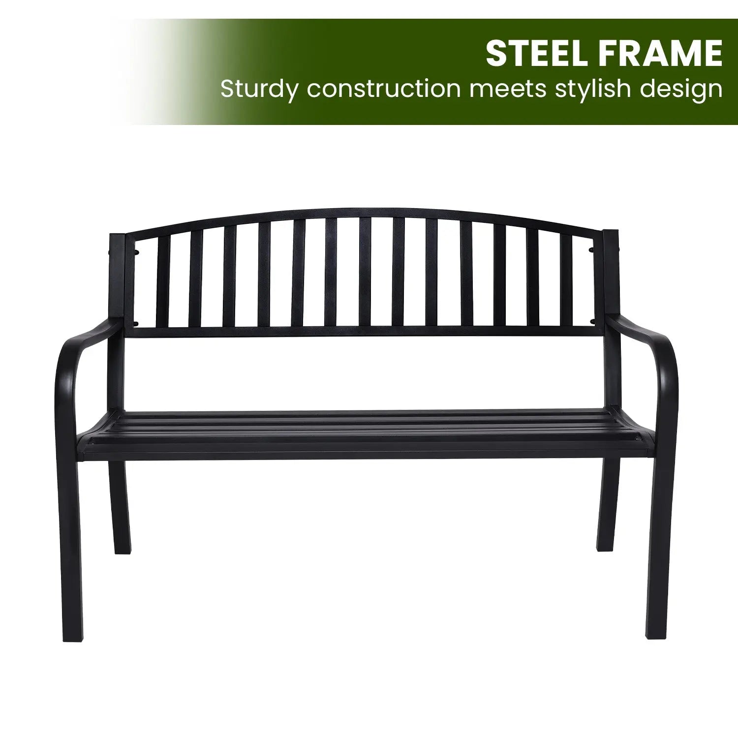 Wallaroo Steel Outdoor Garden Bench - Classic Summer Shield