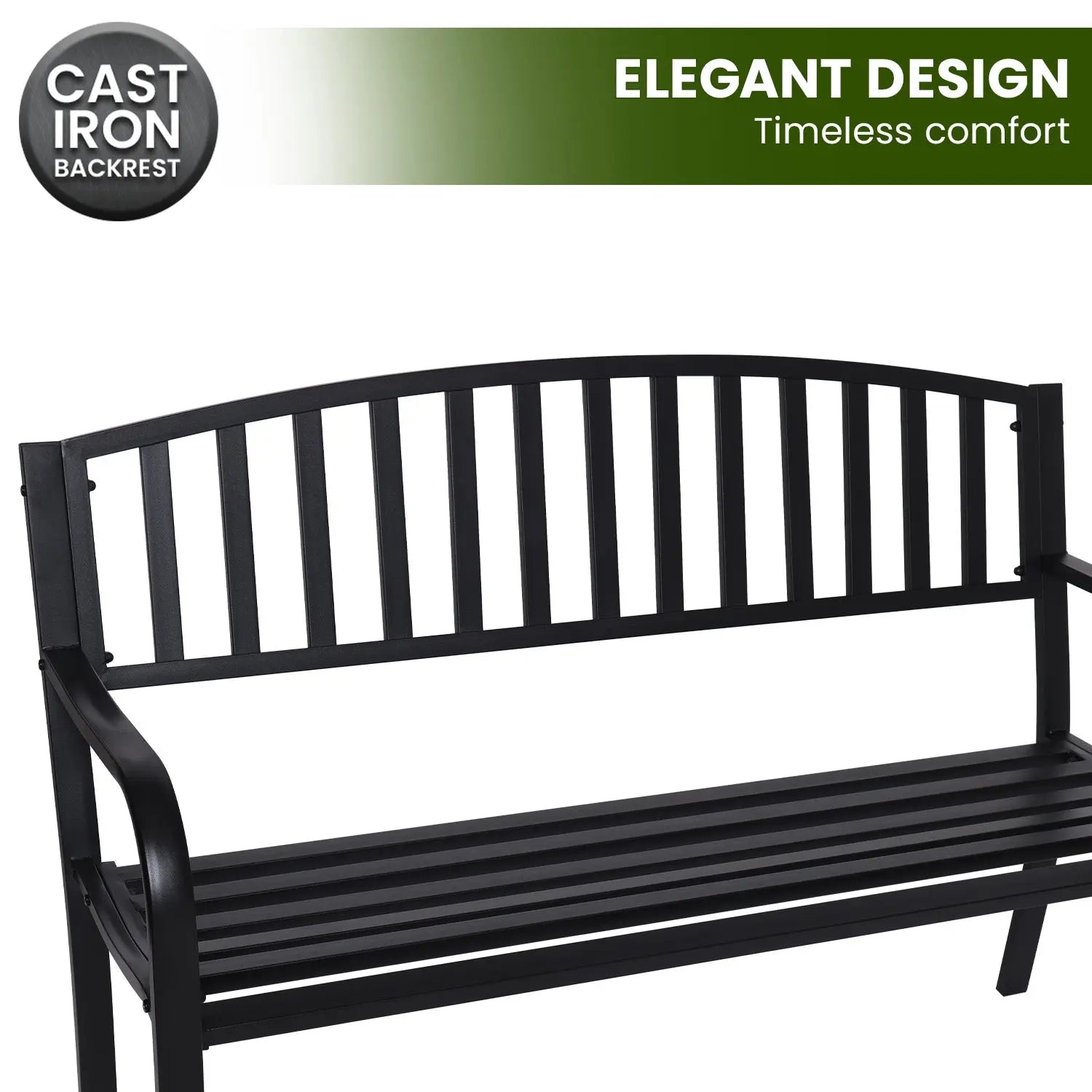 Wallaroo Steel Outdoor Garden Bench - Classic Summer Shield