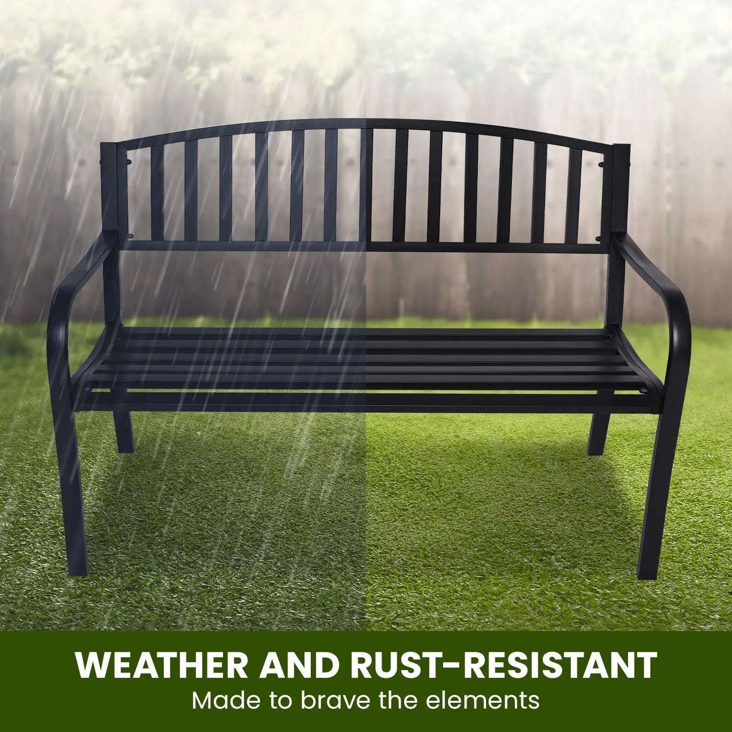 Wallaroo Steel Outdoor Garden Bench - Classic Summer Shield