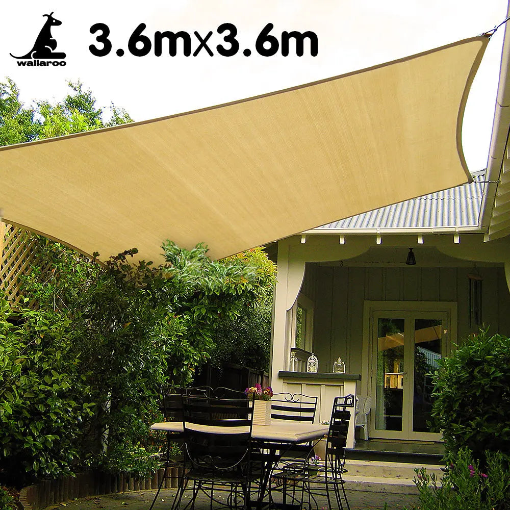 Wallaroo Square Shade Sail 3.6m x 3.6m - Sand Summer Shield