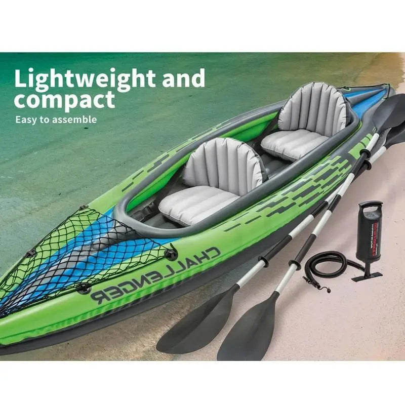 Intex Sports Challenger K2 Inflatable Kayak 2 Seat Floating Boat Oars River/Lake 68306NP Summer Shield