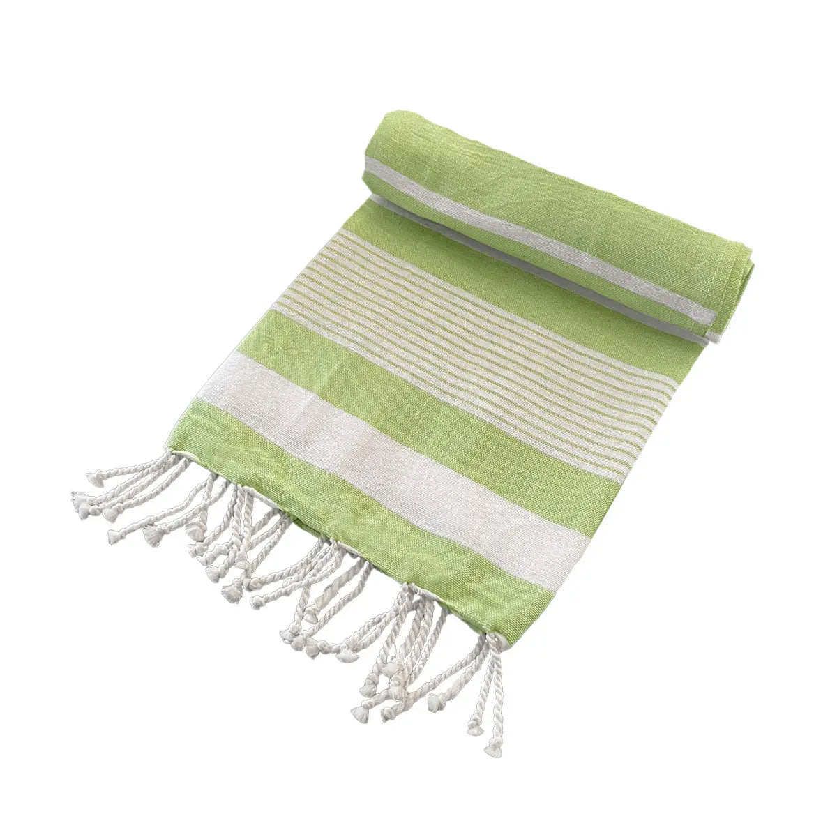 Cotton Rich Large Turkish Beach Towel with Tassels 80cm x 155cm Green Summer Shield