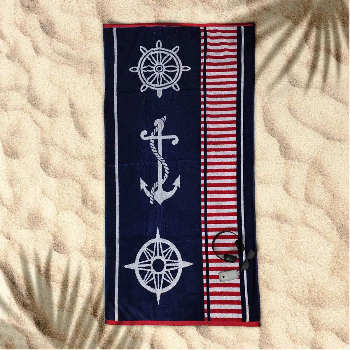 Rans Premium Cotton Jacquard Beach Towel Sailor Blue Summer Shield