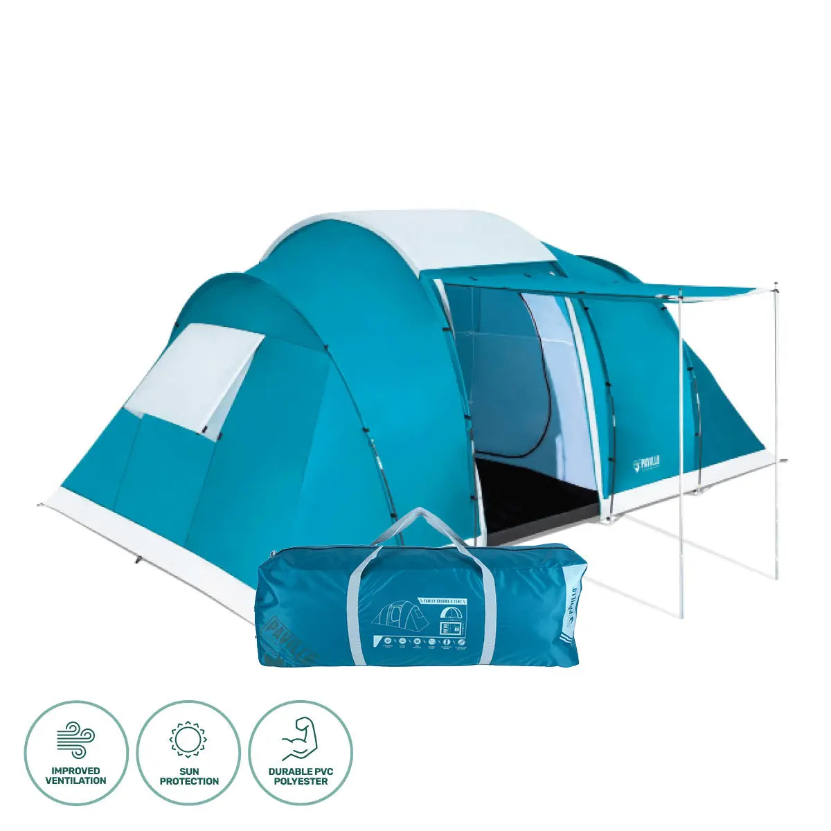 Bestway 4.9m x 2.m Tent 6 Person UV Protected Premium Double Layered PVC Summer Shield